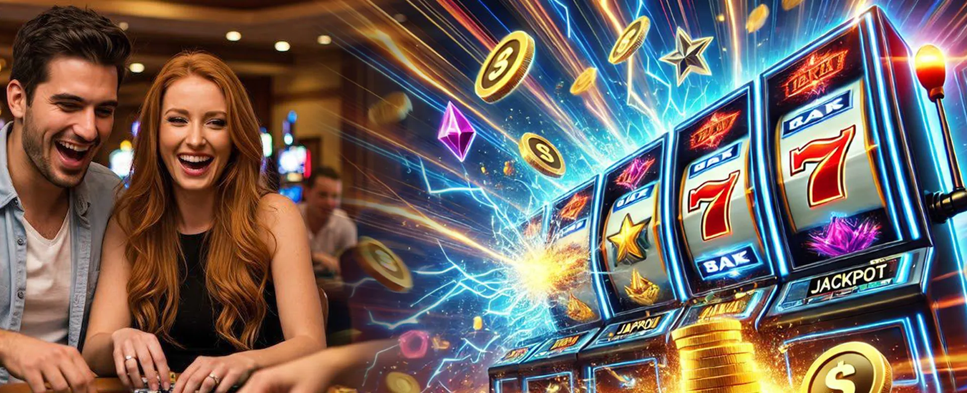 em777 Promotions Banner featuring golden coins and casino elements