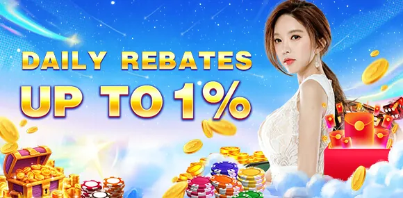 Welcome bonus banner with casino chips and golden coins